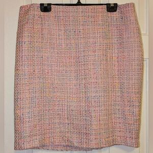 Elegant Serrani Itally Pink Tweed Pencil Skirt w. Back Zipper & Slit, US 16